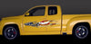 american flag flames decal on yellow pickup